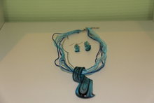 Halsketting murano glas + oorbellen blauw